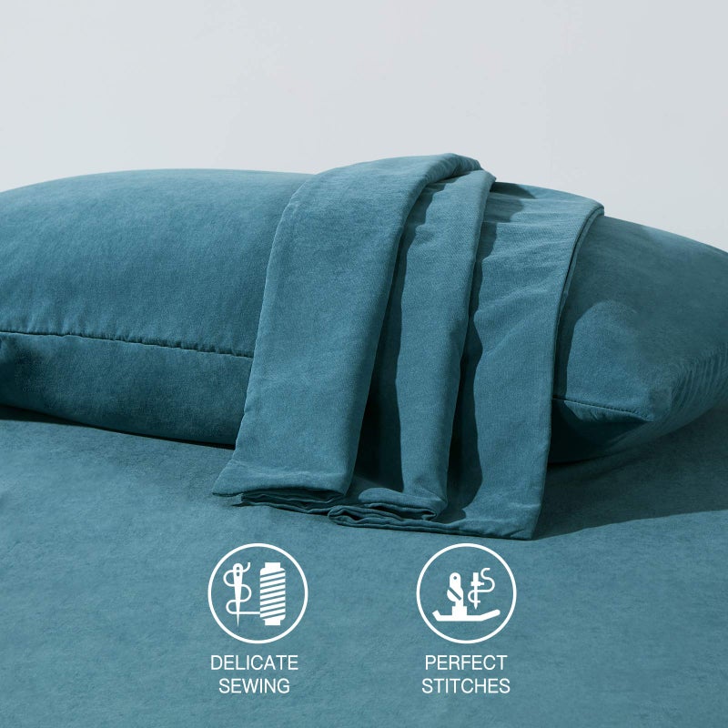 HAPPYMOON Microfiber Pillowcases Standard with Zipper Set of 2 - Breathable Zippered Pillow Covers for Hair and Skin, Soft Brushed Pillow Cases 2 Pack, 20 x 26 Inches, Teal - Image 2